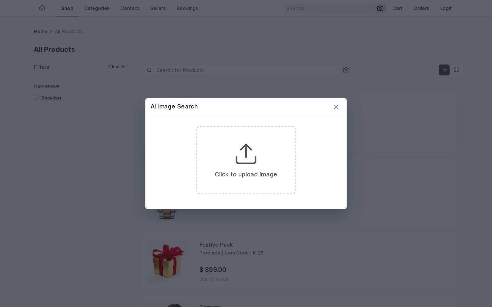 Upload dialog on the storefront