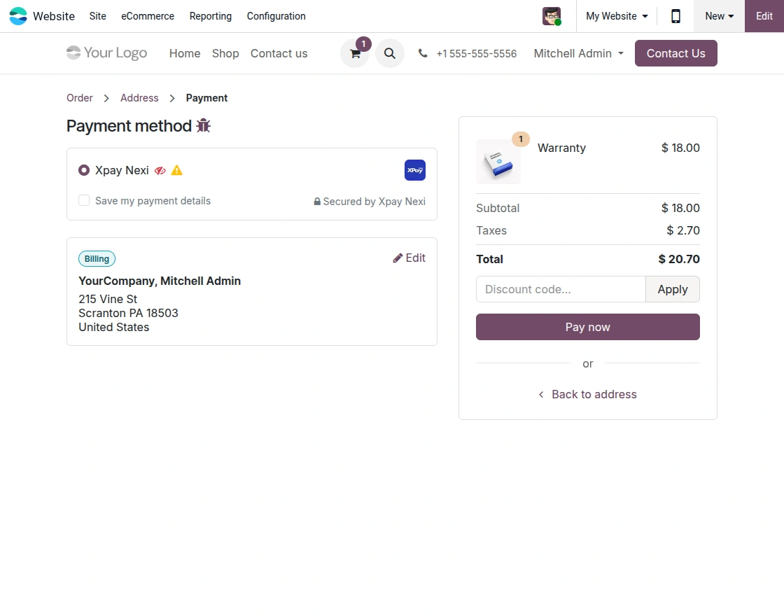 Select Nexi Xpay while
