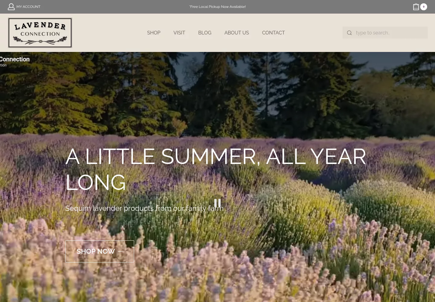 Lavender Connection farm and online store homepage
