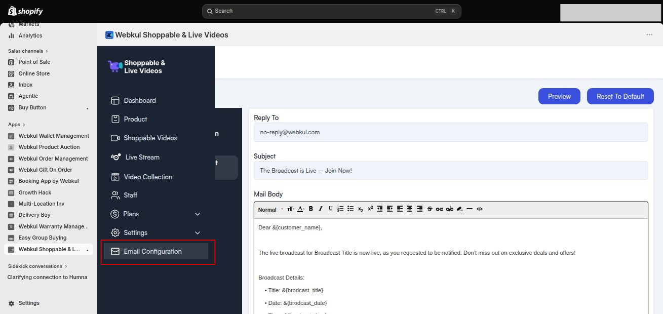 live-commerce-email-config