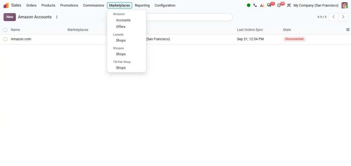 Marketplace tab