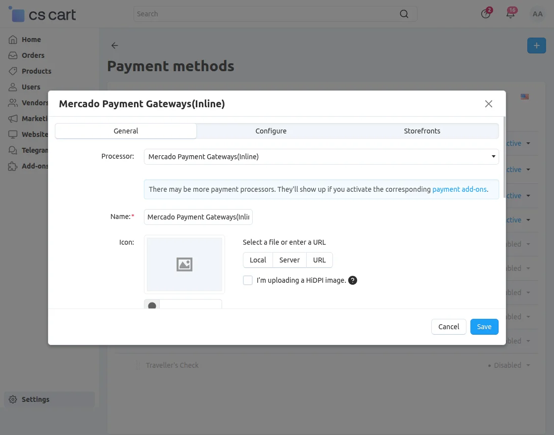 Configuration for Payment Methods