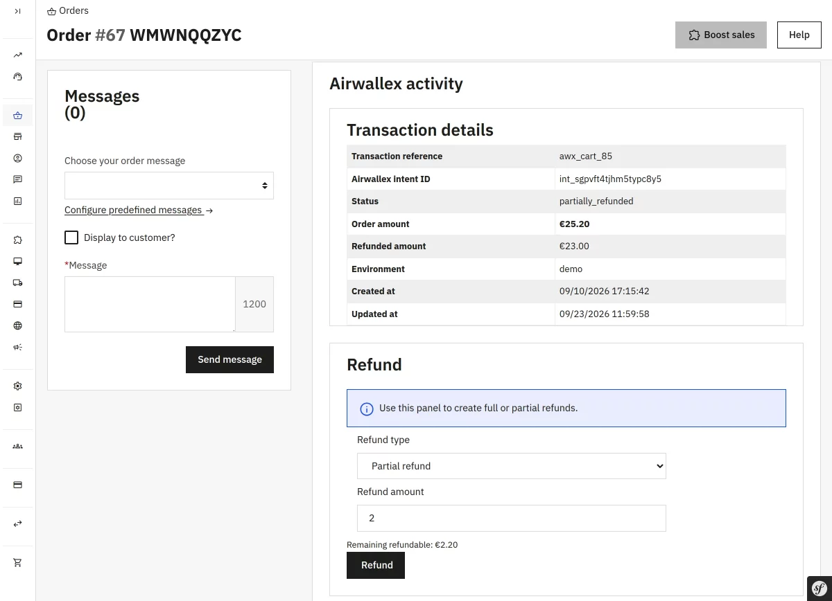 order detail page