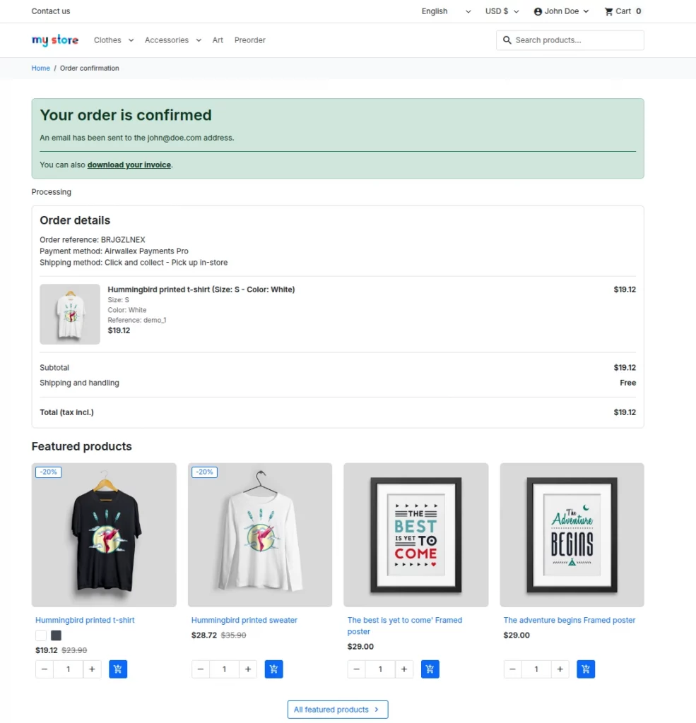 order confirmation