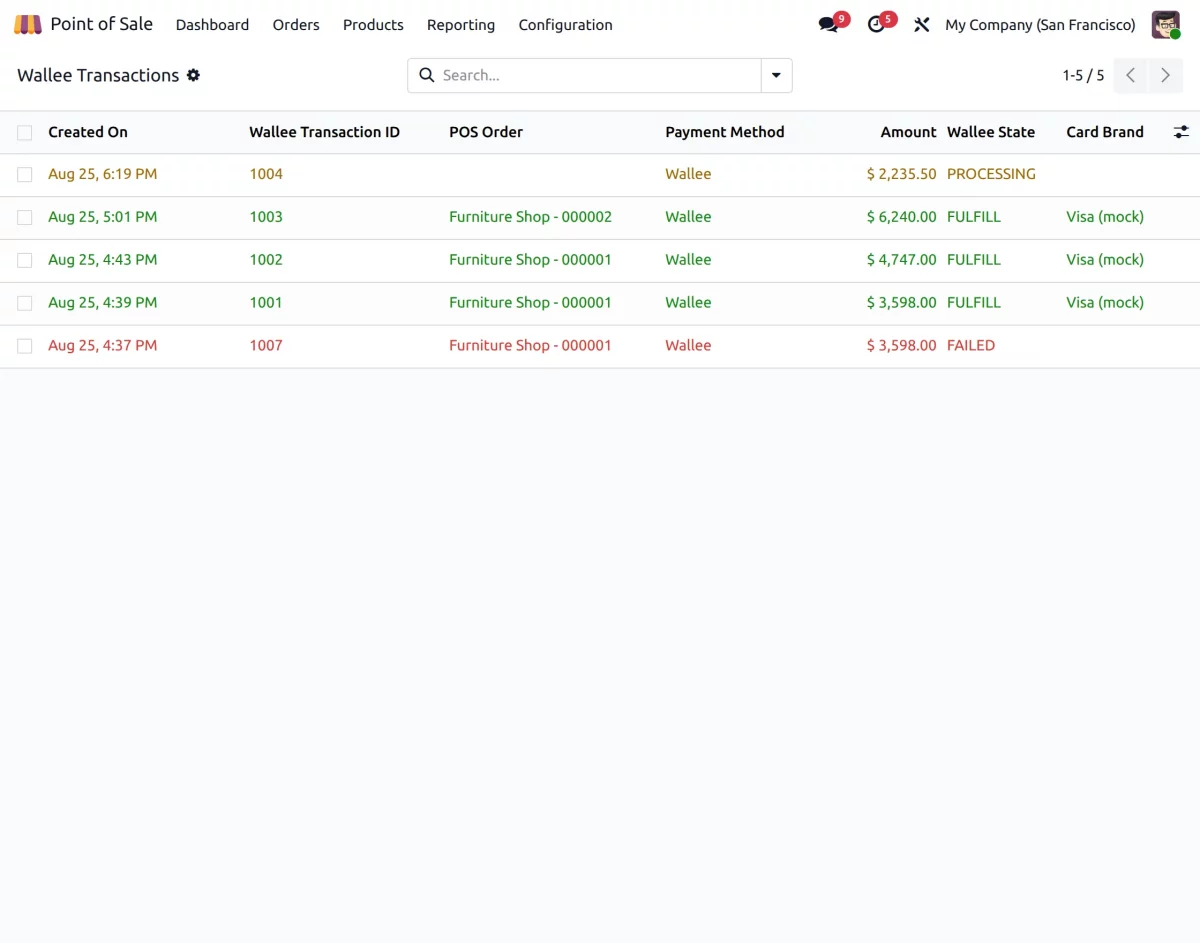 wallee transaction status