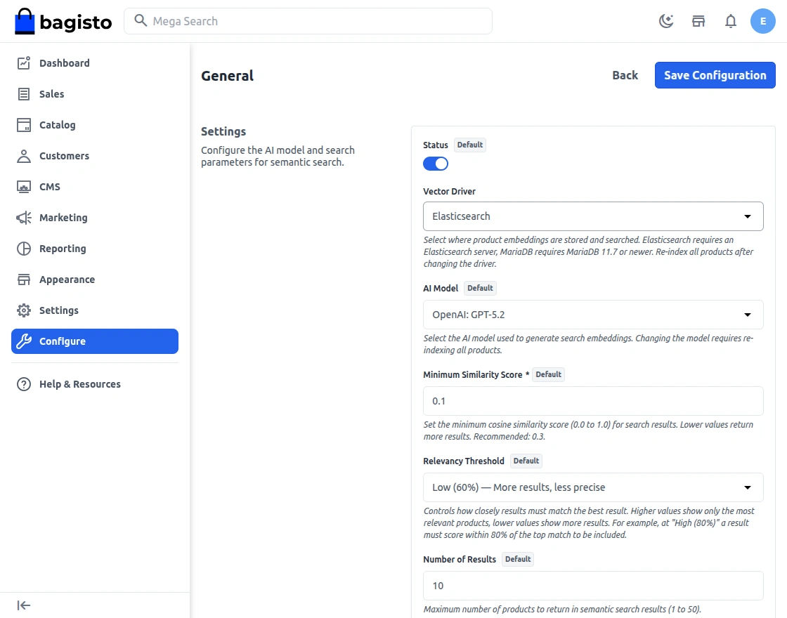 Search Configuration