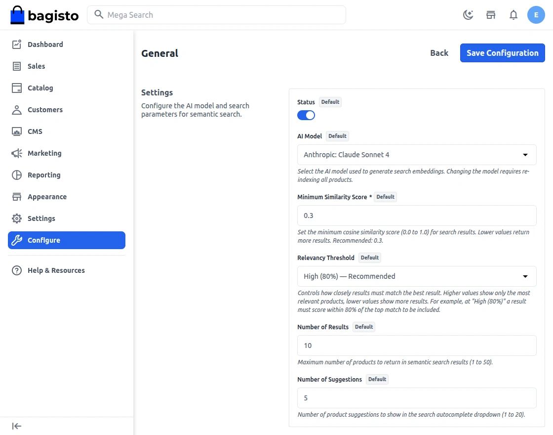 Semantic Search Configuration
