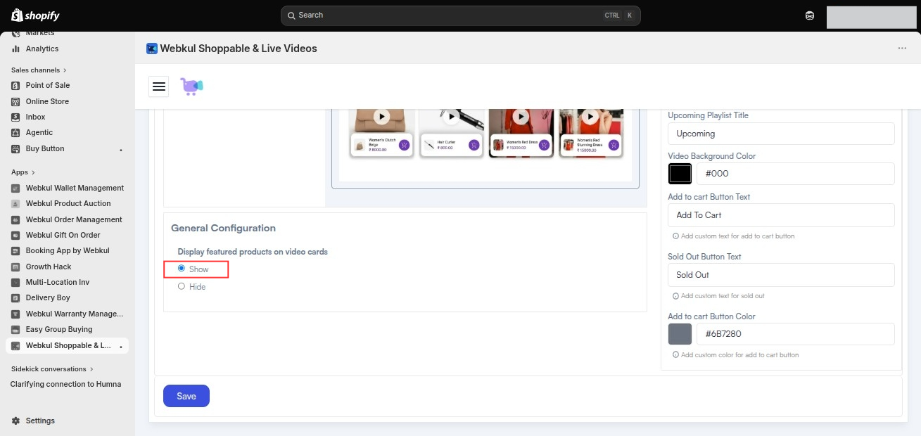live-commerece-config