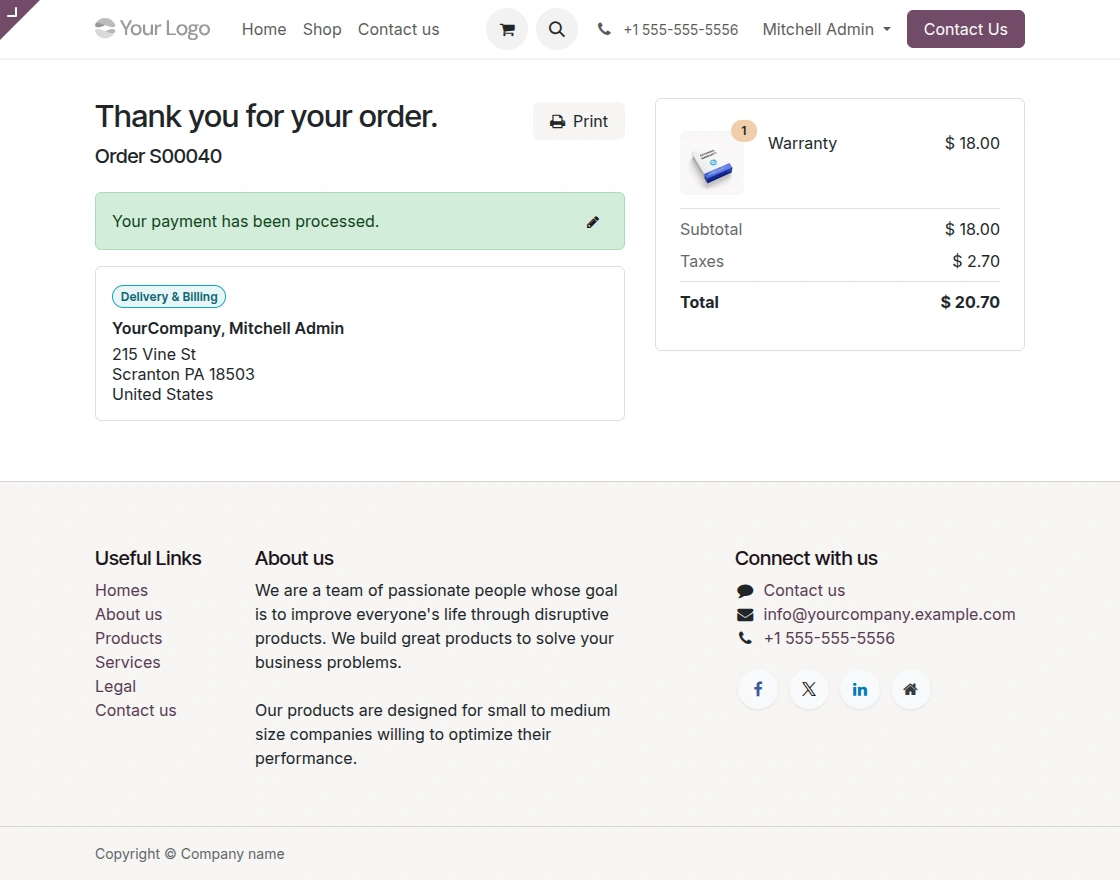 payment processed