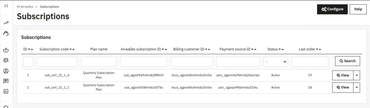 subscription list