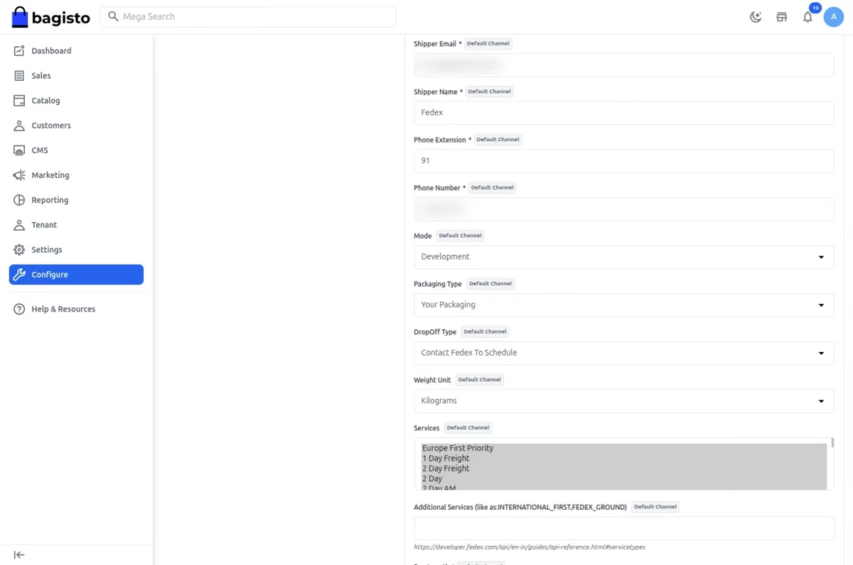 tenant configuration