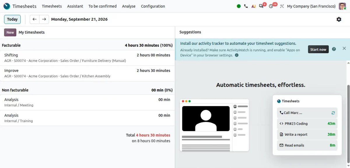 Timesheet assistant