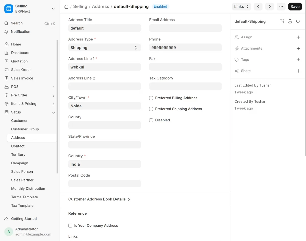 edit the details of addresses