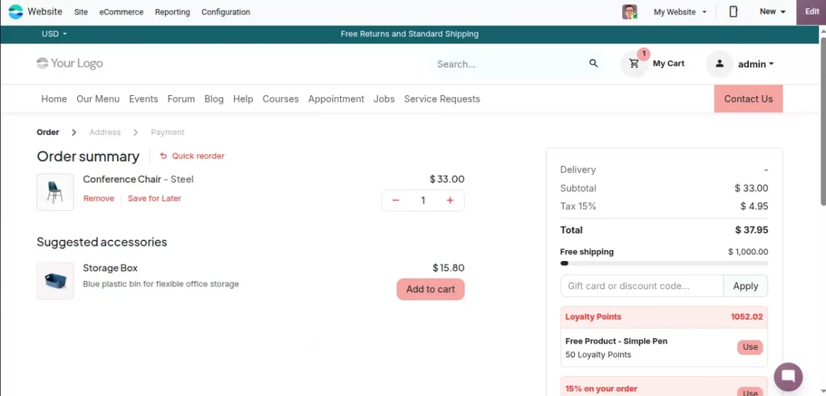 website cart