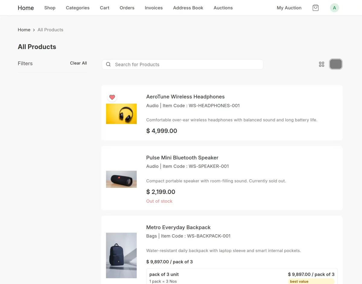 website products with moq