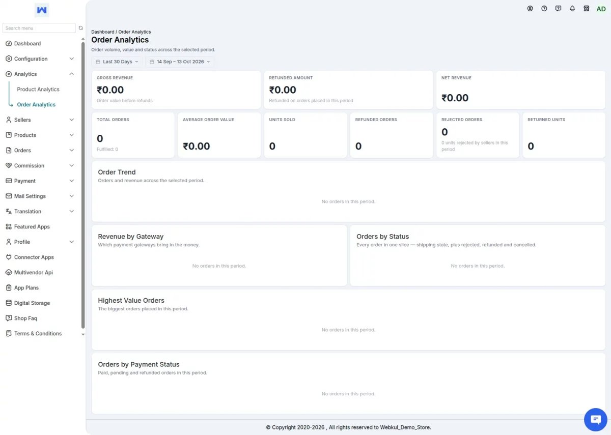 admin order analytics
Multivendor Marketplace for Shopify Analytics