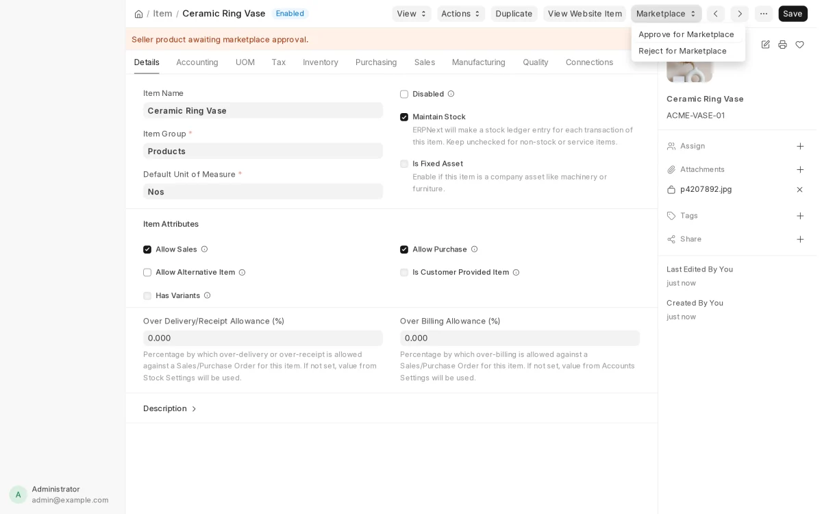 approving-a-product-from-the-item-form