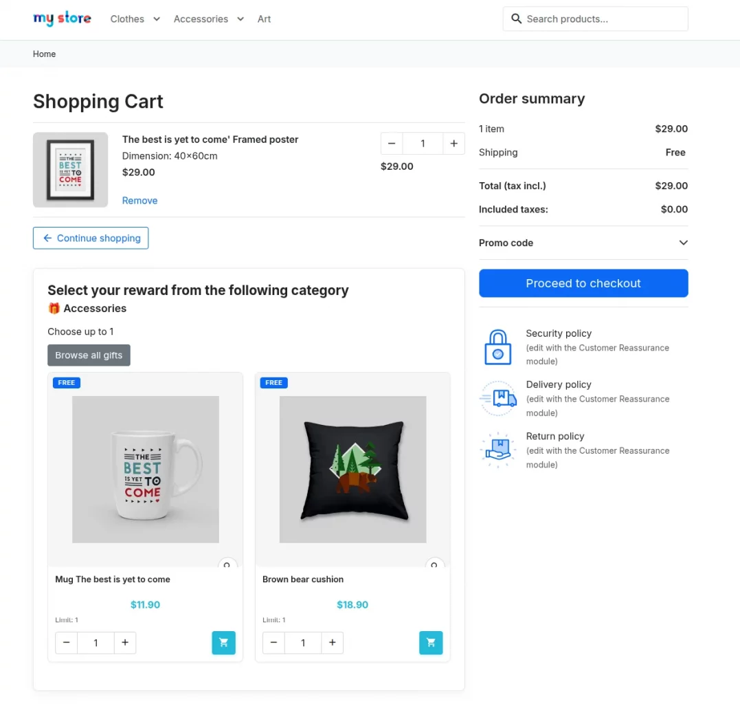 Cart with a gift