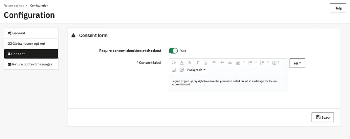Consent Form Settings