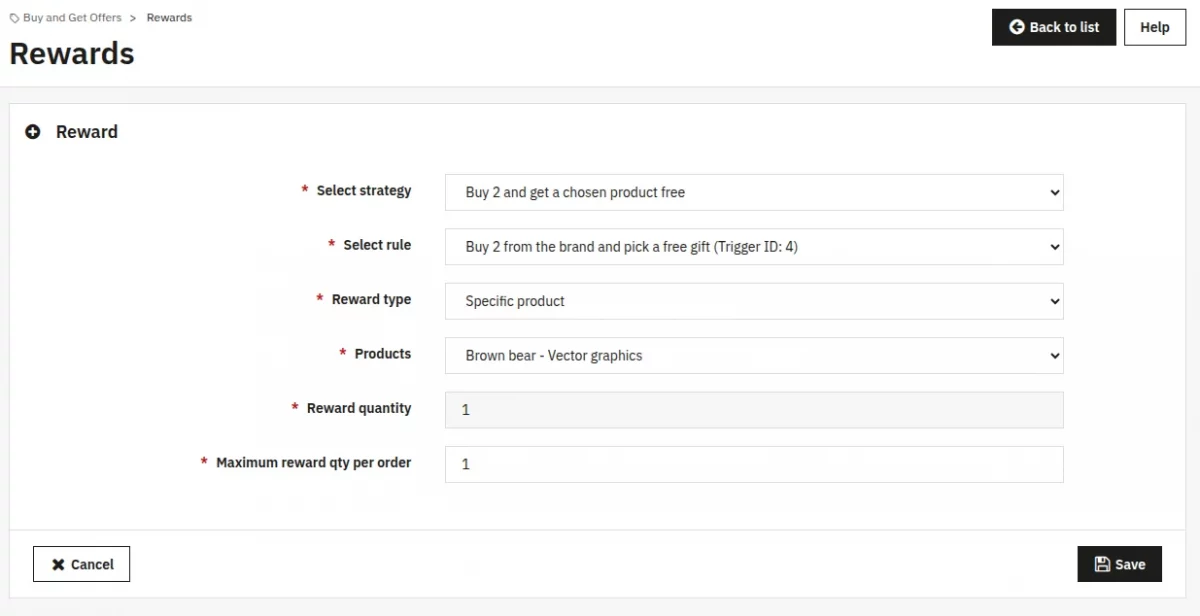 Reward form