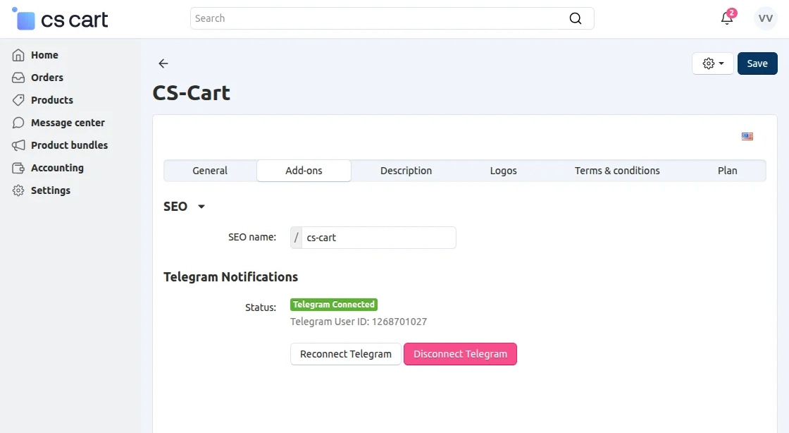 CS-Cart Vendor connects their account