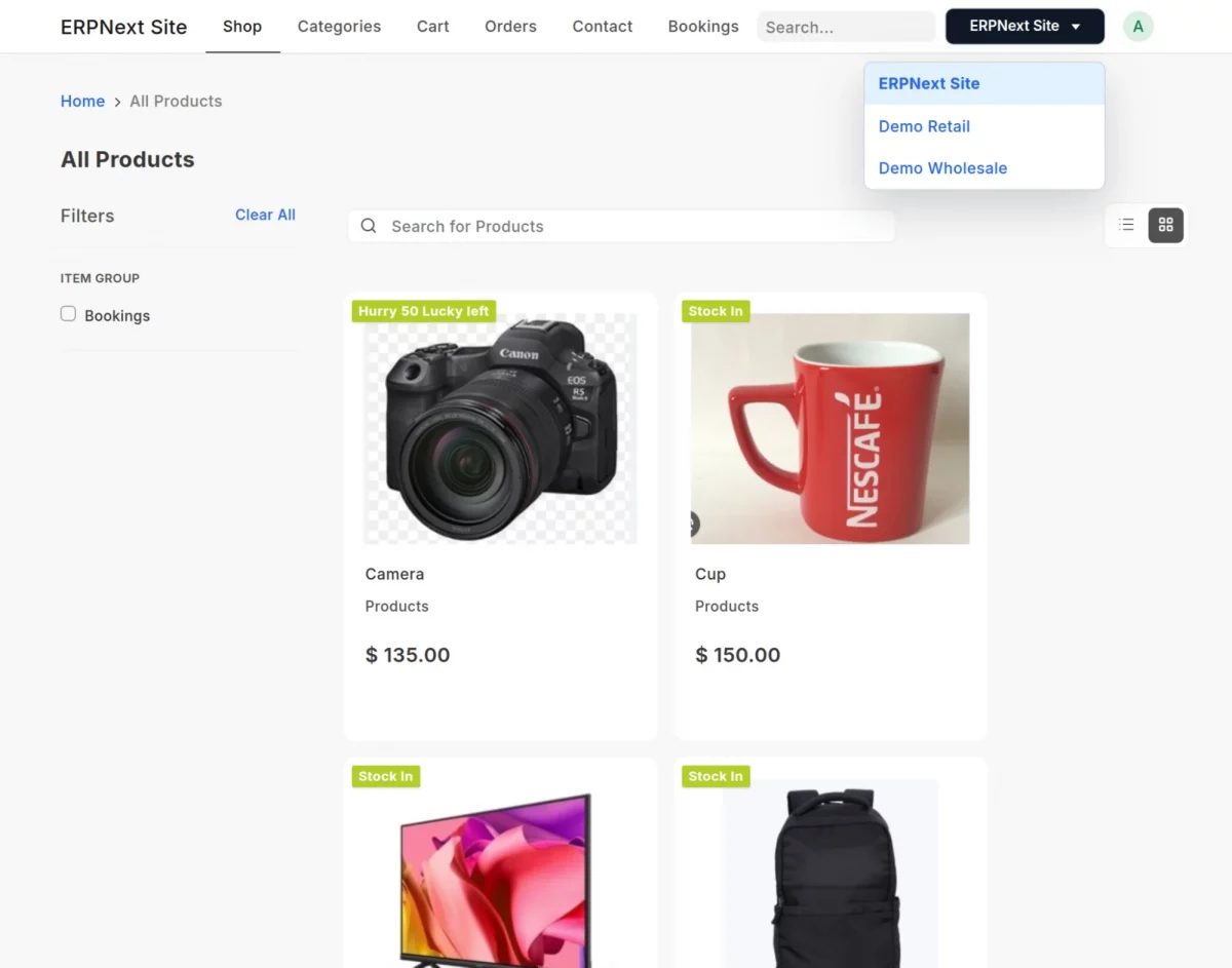 switch website in erpnext
