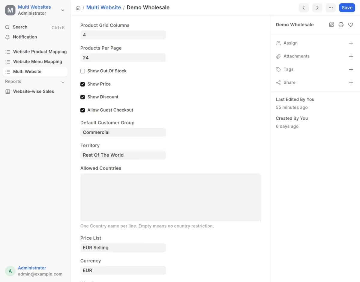 multi website configuration