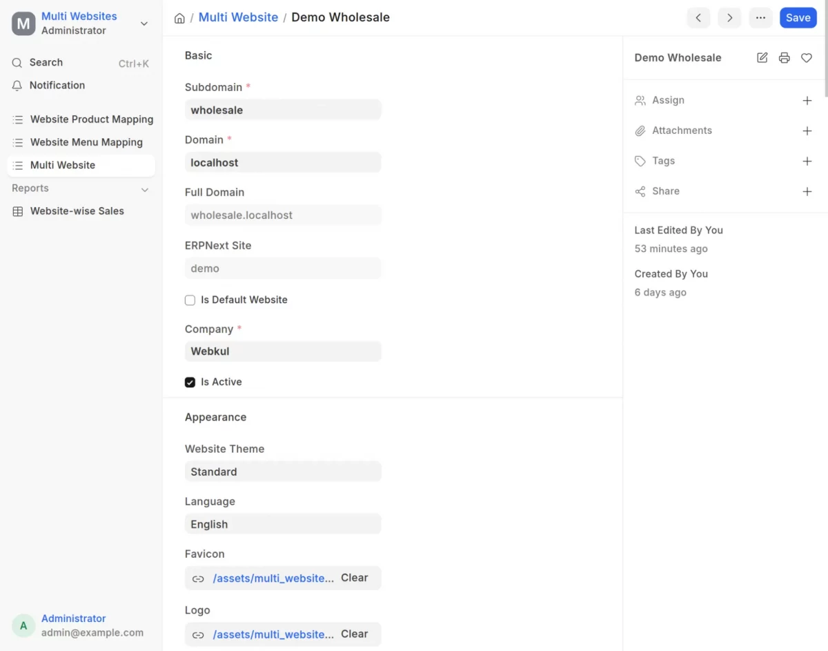 multi website configuration