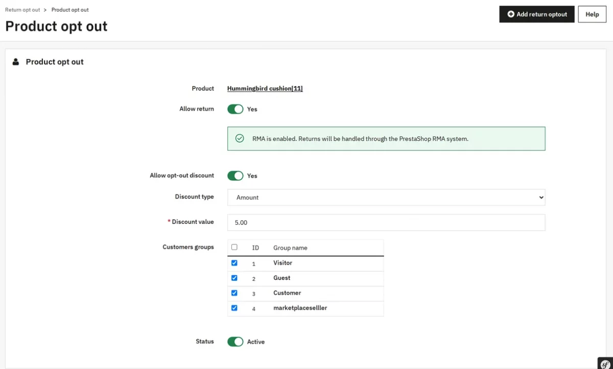Product Opt Out form
