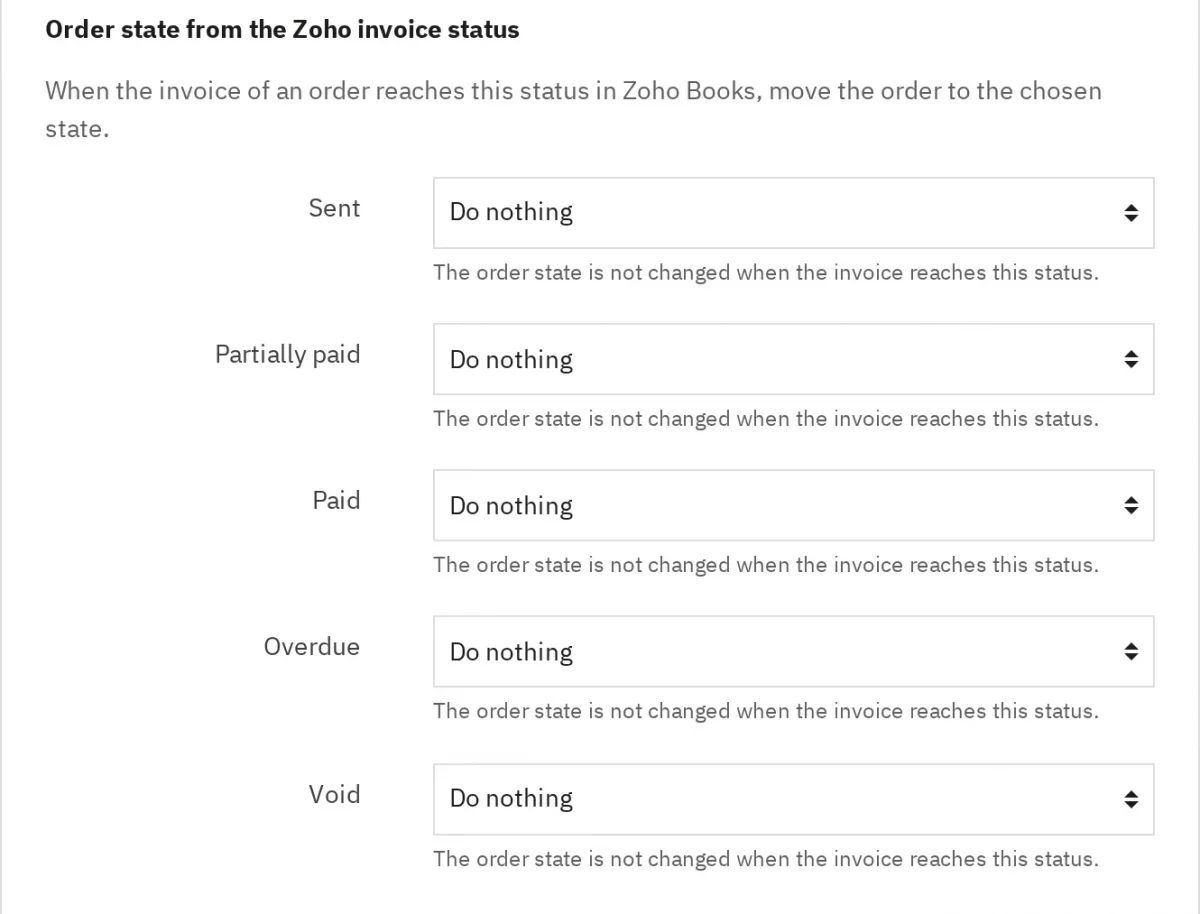 zoho invoice status
