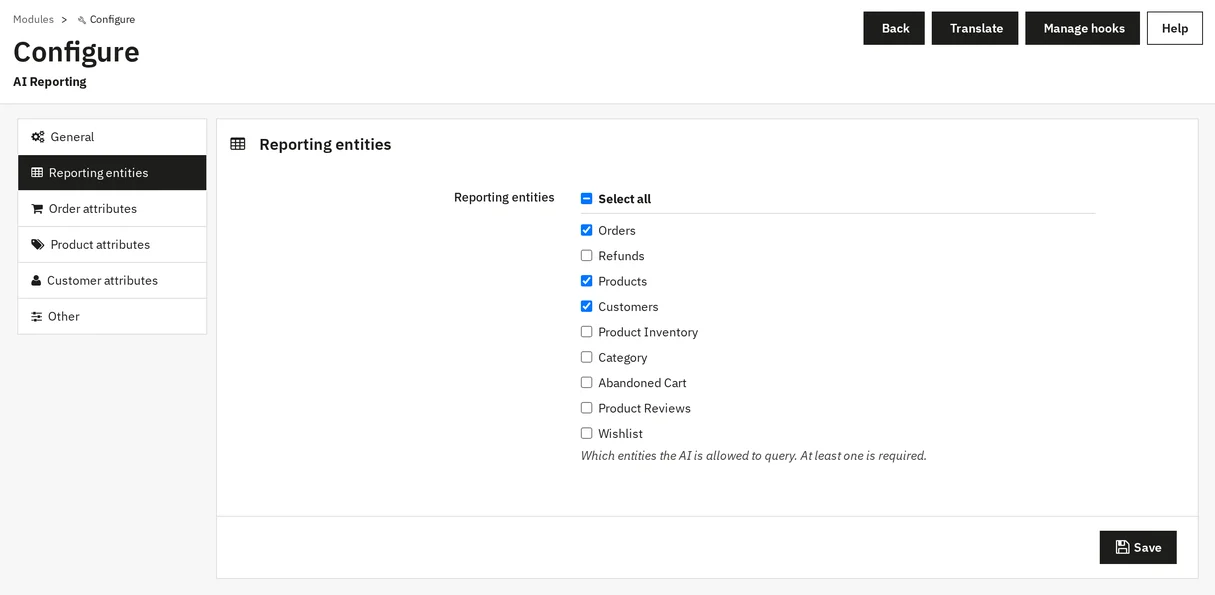 General configuration tab