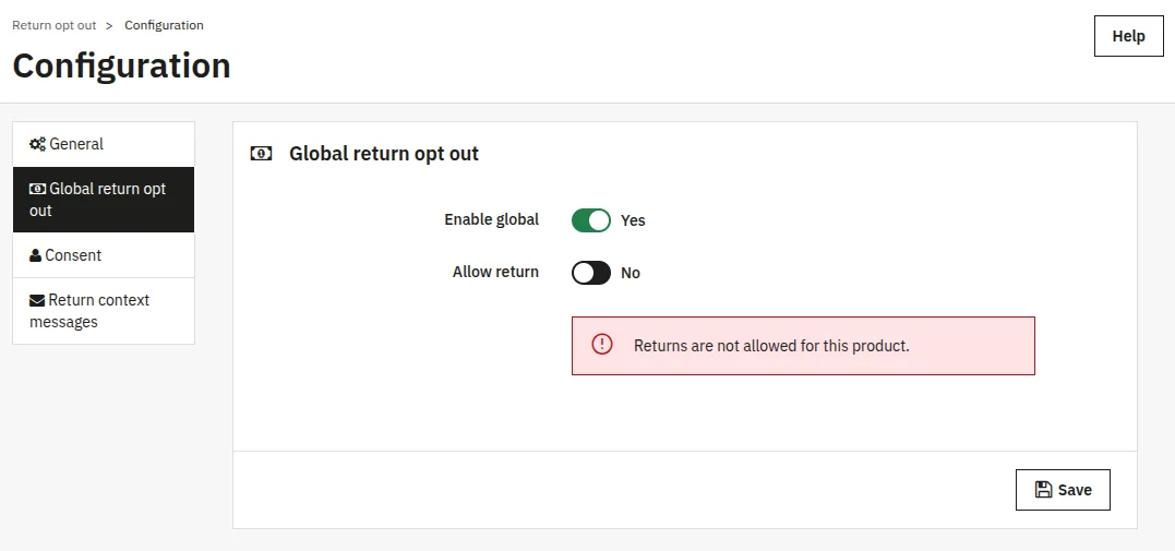 Allow return OFF + PS RMA OFF