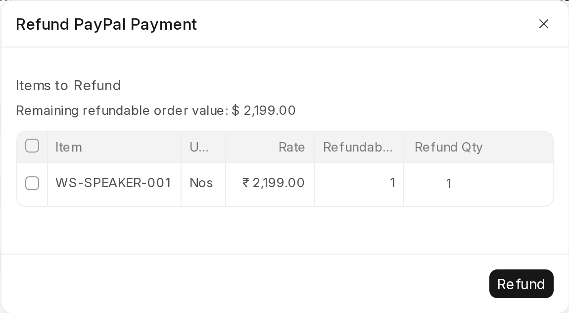 PayPal Express Checkout refund